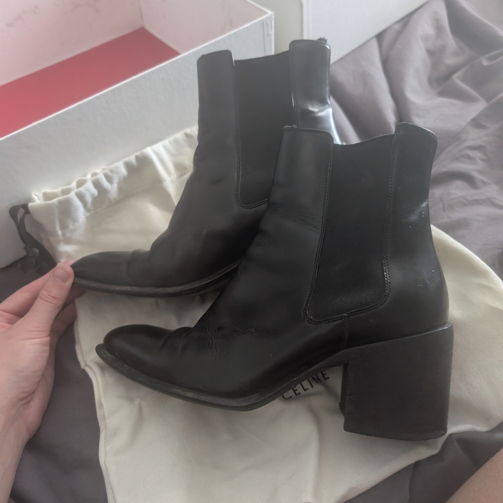 Celine Women's Black Leather Ankle Boots